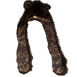 RARE SpiritHoods Fluffy Brown Bear Paisley Spirit Hood Rave Hat Faux Fur OG Bear